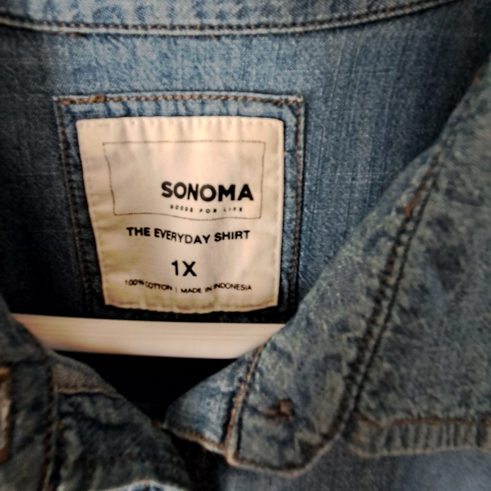 SONOMA western shirt SONOMA blue color 💙 denim size XXL. - Picture 5 of 11